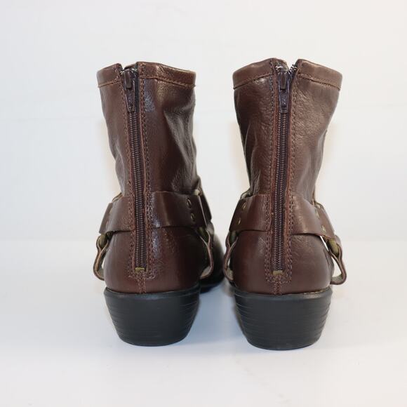 Frye Phillip Harness Short Boots Size 4Y (Women’s 6) Brown Leather Moto Style - Picture 4 of 6